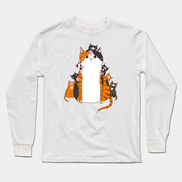 Mom and Kittens Long Sleeve T-Shirt by KilkennyCat Art